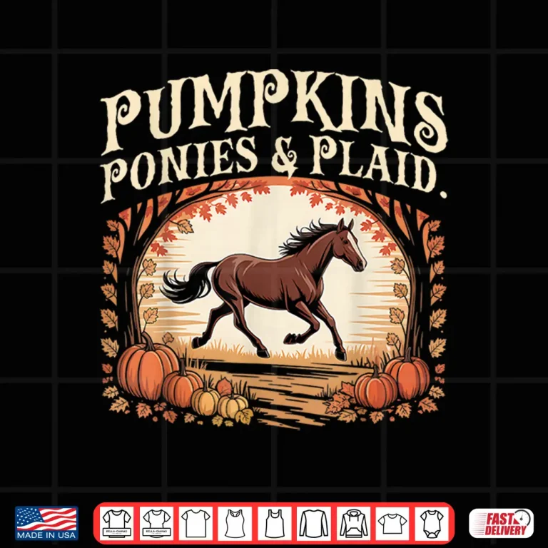 Design Pumpkins Ponies Plaid Retro Shirt