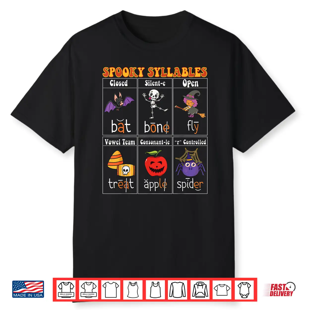 Spooky Syllables Teacher Halloween Educational Kids Shirt Spooky Syllables Teacher Halloween Educational Kids Shirt