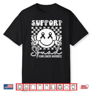 Support Lung Cancer Awareness Smile White Ribbon Shirt