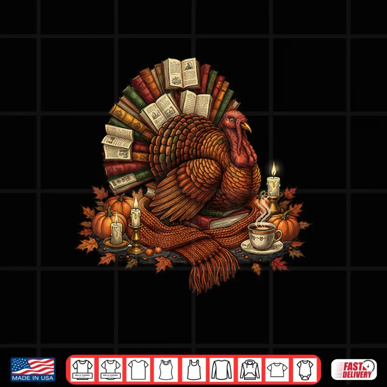 Design Turkey Reading Books Fall Season Thanksgiving Teacher Book Shirt
