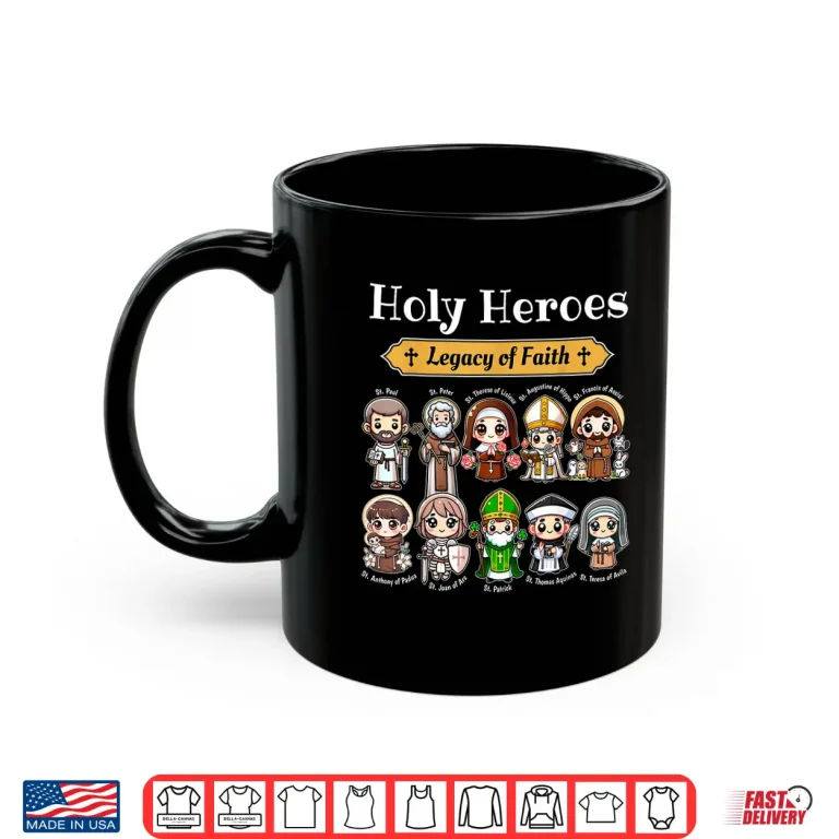 Mug Holy Heroes Legacy of Faith Catholic Saints Collection Chibi Shirt