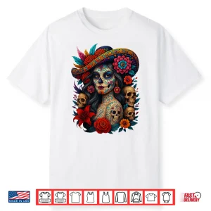 Dia De Los Muertos Mexican Day Of The Dead Floral Women Shirt