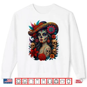 Sweatshirt Dia De Los Muertos Mexican Day of The Dead Floral Women Shirt