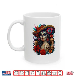 Mug Dia De Los Muertos Mexican Day of The Dead Floral Women Shirt