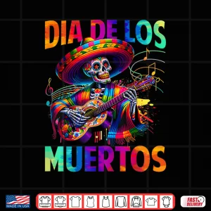 Design Dia de Muertos Skeleton Playing Guitar Day of The Dead Shirt