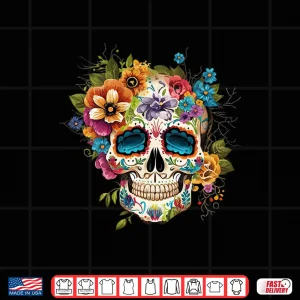 Design Floral Sugar Skull Dia de Los Muertos Gothic Day Of The Dead Shirt