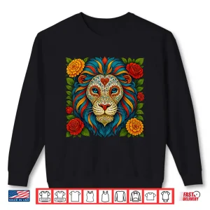 Sweatshirt Sugar Skull Lion Dia de Muertos Halloween Day of The Dead Shirt