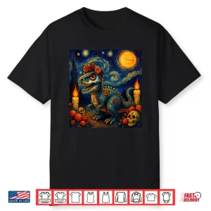 Sugar Skull T Rex Dia De Muertos Halloween Day Of The Dead Shirt