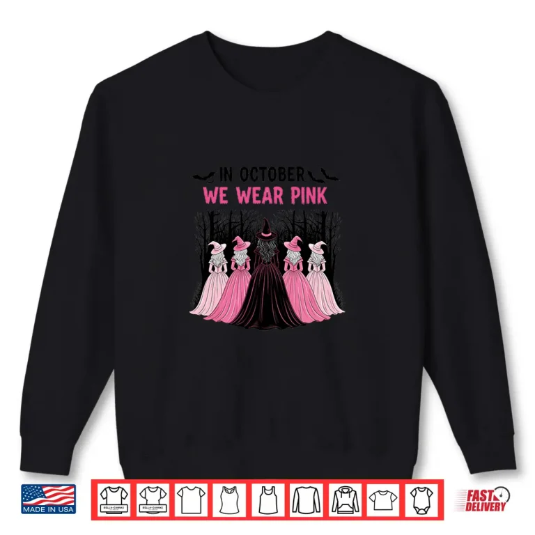 Sweatshirt In October We Wear Pink Halloween breast Cancer Awareness Shirt