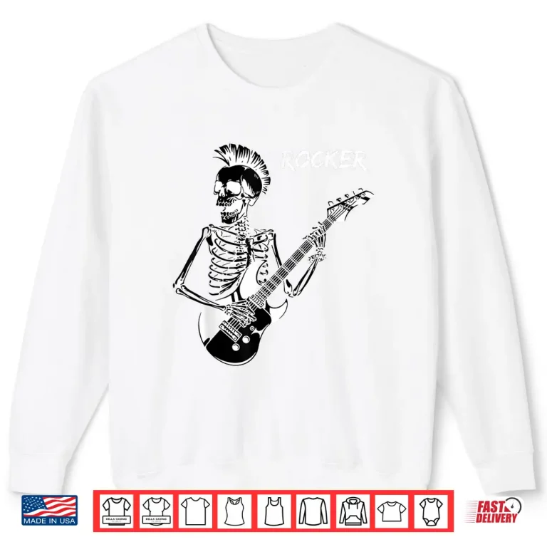 Sweatshirt Rocker Skeleton Guitar Skater Cool Halloween Punk Rock Shirt