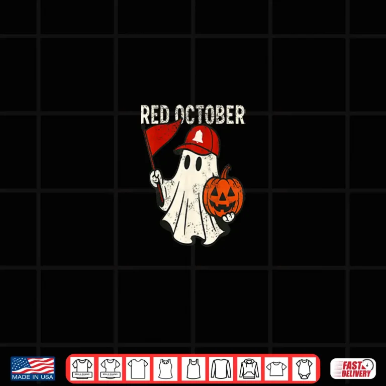 Red October Retro Ghost Pumpkin Shirt 4 Design Red October Retro Ghost Pumpkin Shirt