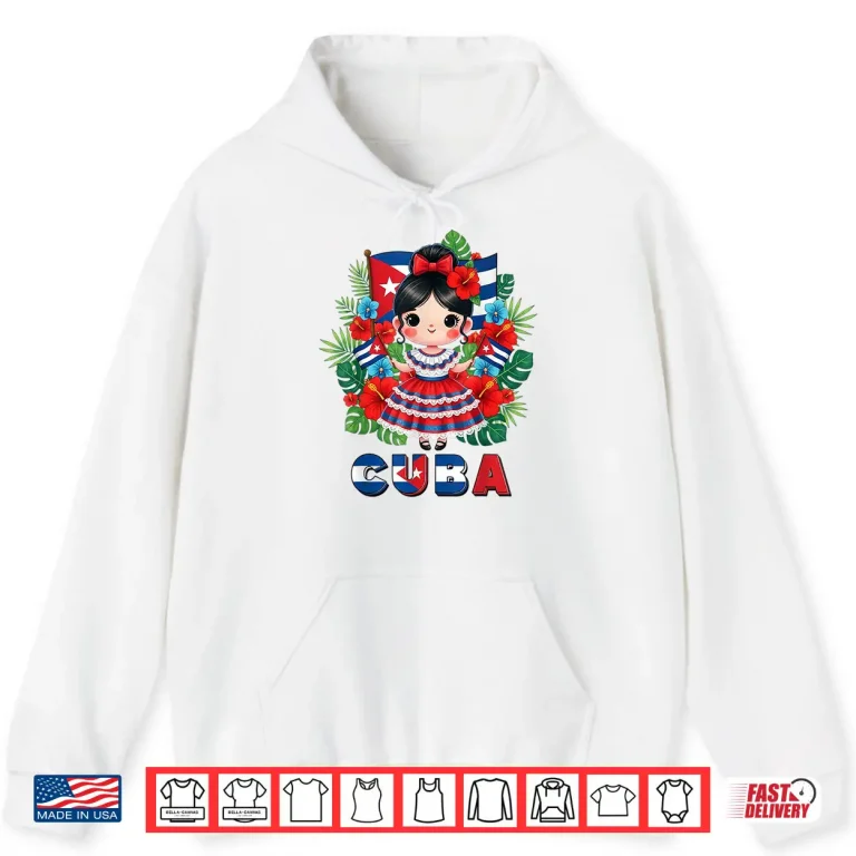 Hoodie Cute Cuba Cuban Girl Traditional Dress Tropical Flowers Shirt