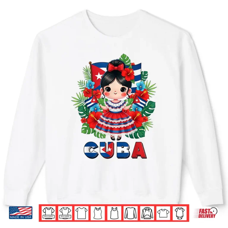 Sweatshirt Cute Cuba Cuban Girl Traditional Dress Tropical Flowers Shirt
