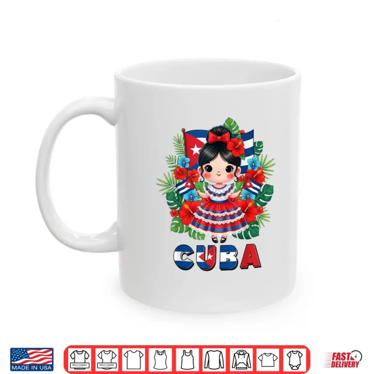 Mug Cute Cuba Cuban Girl Traditional Dress Tropical Flowers Shirt