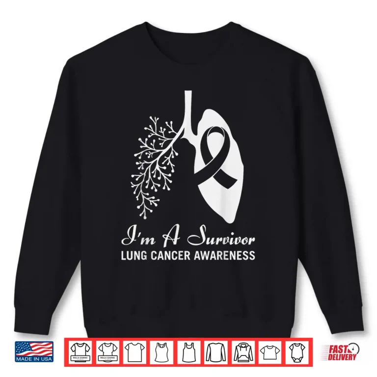 Sweatshirt Survivor Lung Cancer Month Awareness White Ribbon Support Shirt