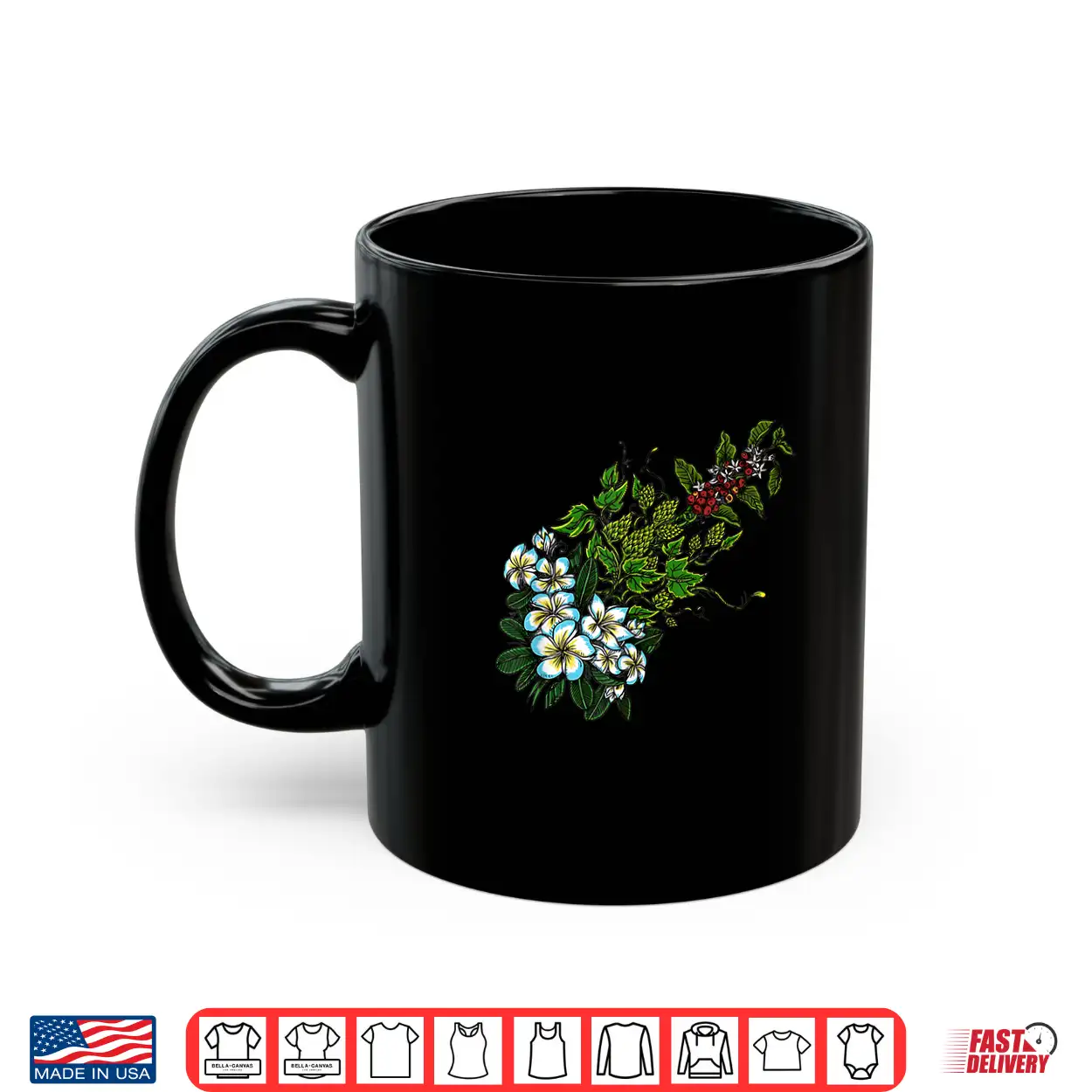 Tropical Plumeria Blossoms Green Hops Coffee Cherries Shirt Tropical Plumeria Blossoms Green Hops Coffee Cherries Shirt