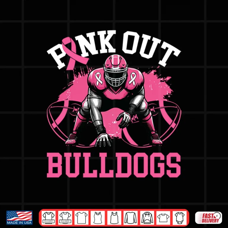 Design Bulldog Pink Out Football Tackle Breast Cancer Awareness Shirt