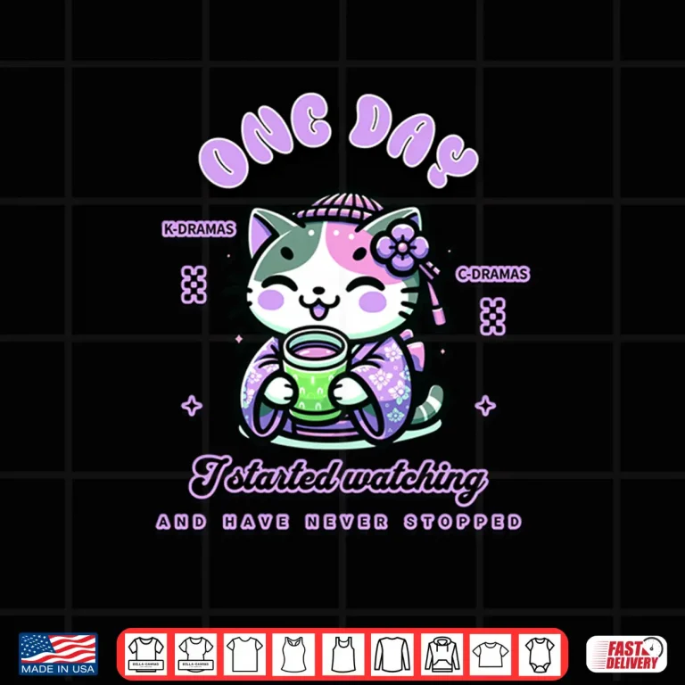 Design Cute Cat Watching K Dramas and C Dramas Shirt