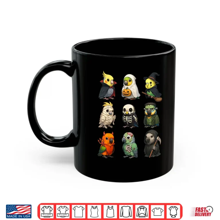 Mug Cute Parrot Birds Witch Boo Zombie Halloween Shirt