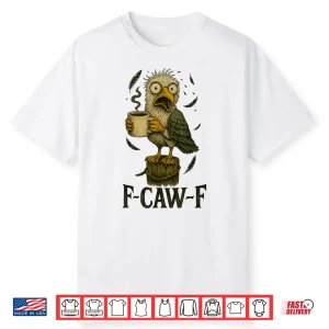 Fcawf Vintage Seagull Funny Tired Bird Drinking Coffee Shirt