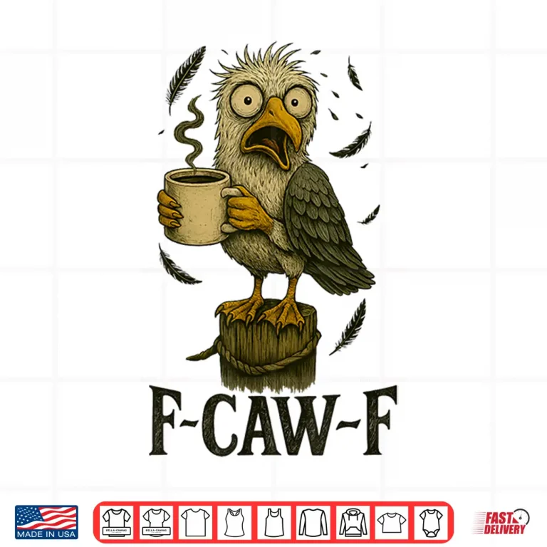 Design FCawF Vintage Seagull Funny Tired Bird Drinking Coffee Shirt
