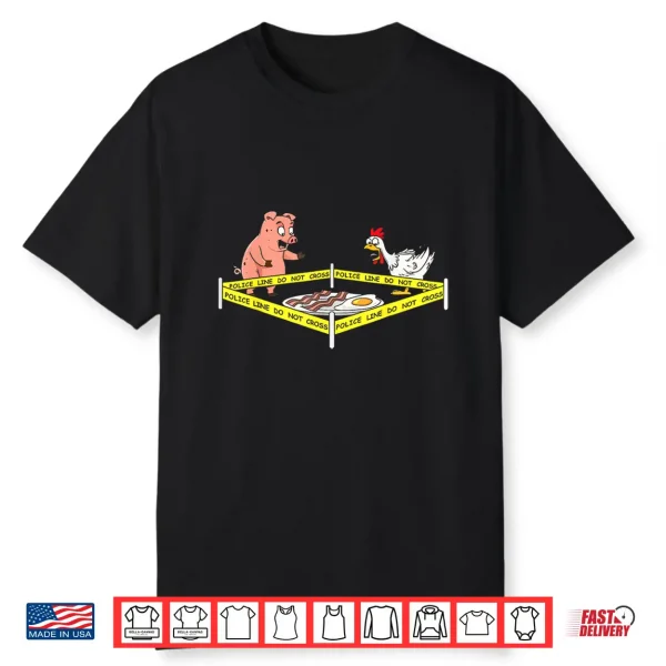 Crime Scene Bacon Egg Pig Chicken Food Thanksgiving Shirt