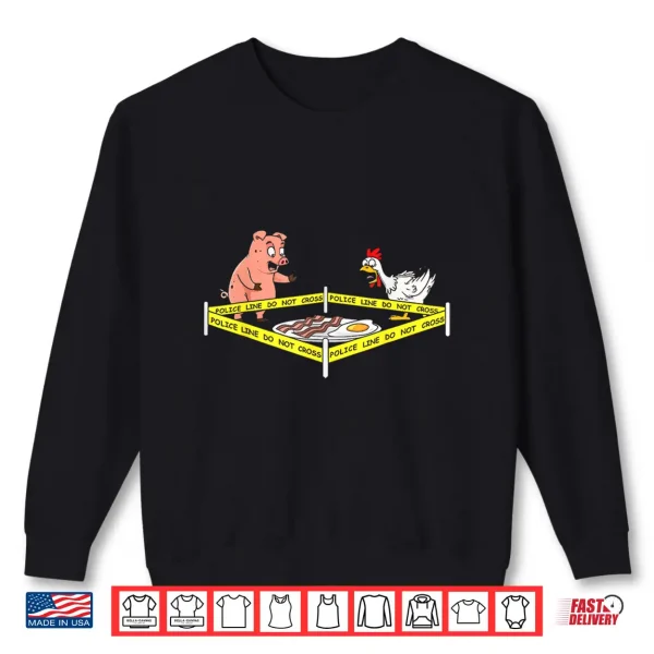 Sweatshirt Crime Scene Bacon Egg Pig Chicken Food Thanksgiving Shirt