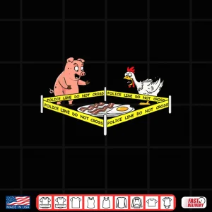 Design Crime Scene Bacon Egg Pig Chicken Food Thanksgiving Shirt