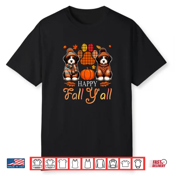 Fall Y’All Thanksgiving Autumn Two Cute Bernedoodles Owner Shirt