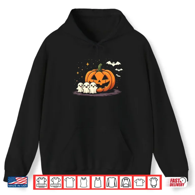 Hoodie Halloween Gamer Pumpkin Eating Ghost Costume Shirt