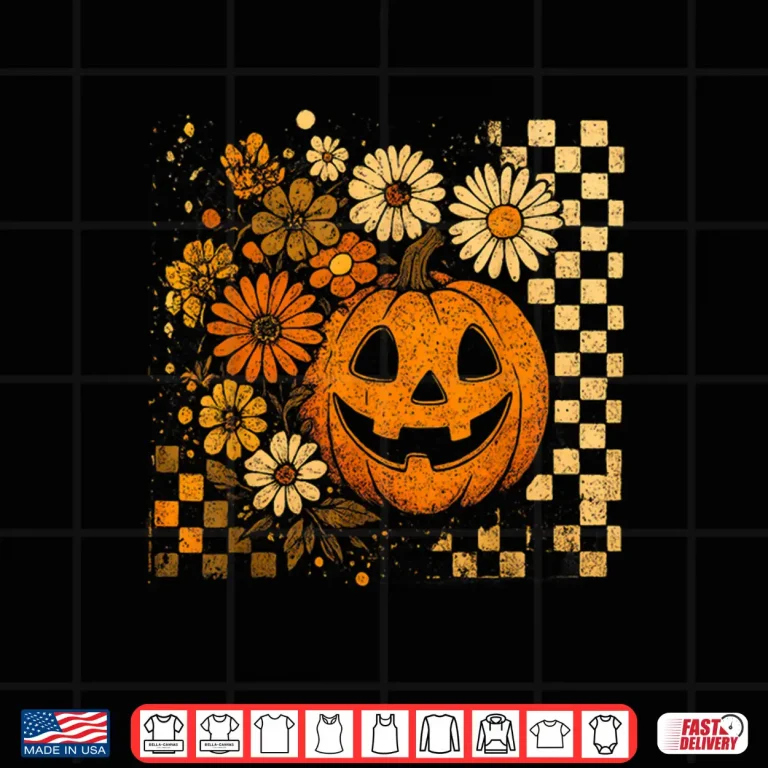 Design Pumpkin Sunflower Daisy Thanksgiving Halloween Fall Shirt