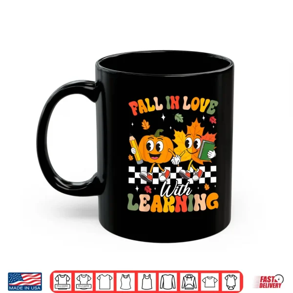 Mug Retro Fall in Love with Learning Autumn Leaf Pumpkin Teacher Shirt