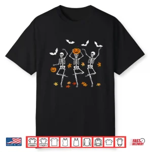 Skeleton Spooky Dancing Fall Halloween Thanksgiving Dance Shirt