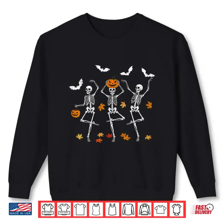 Sweatshirt Skeleton Spooky Dancing Fall Halloween Thanksgiving Dance Shirt