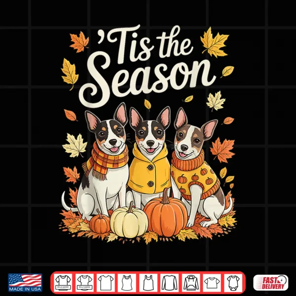 Design Tis The Season Rat Terrier Fall Autumn Pumpkin Dog Shirt