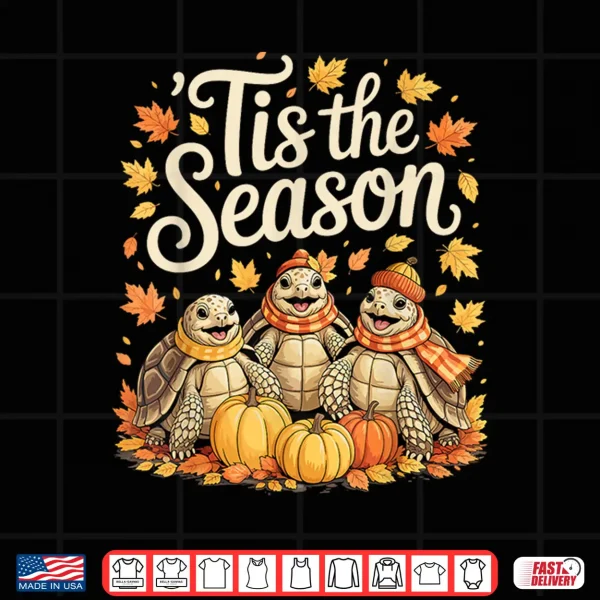 Design Tis The Season Sulcata Tortoise Fall Autumn Pumpkin Shirt