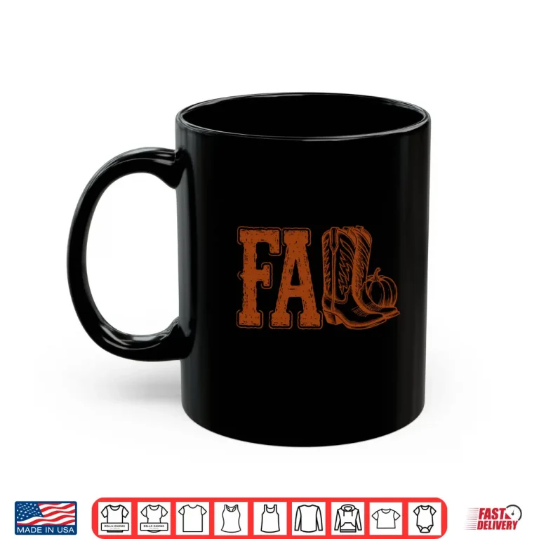 Mug Western Cowboy Thanksgiving Fall Boots Pumpkin Cowgirl Shirt