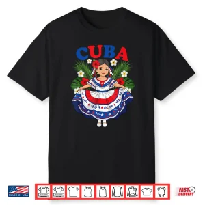 Cuba Cuban Girl Traditional Dress Tropical Flowers Shirt