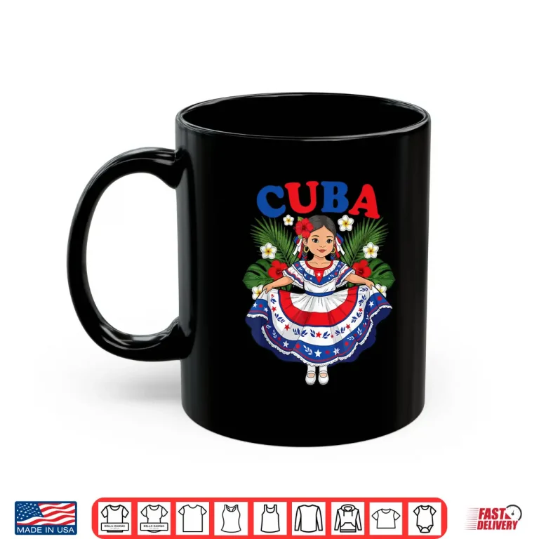 Cuba Cuban Girl Traditional Dress Tropical Flowers Shirt 3 Mug Cuba Cuban Girl Traditional Dress Tropical Flowers Shirt 1