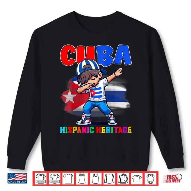 Sweatshirt Hispanic Heritage Month Cuban Flag Cuba Dabbing Shirt 1
