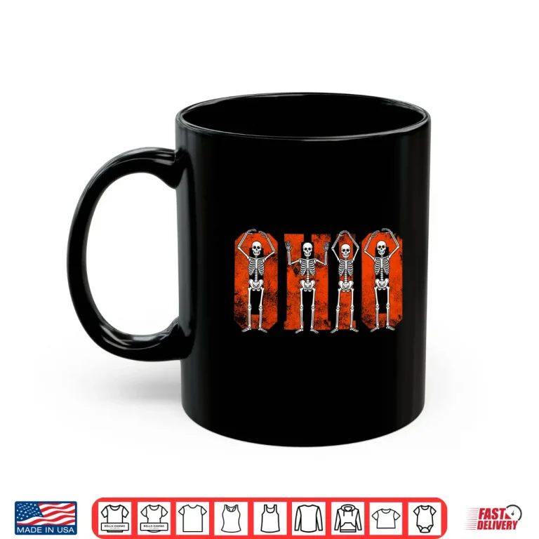 Mug O H I O State Funny Skeletons Ohio Halloween Team Shirt 1