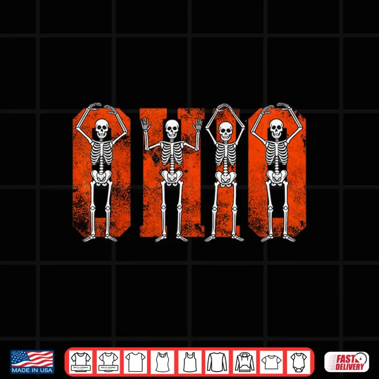 Design O H I O State Funny Skeletons Ohio Halloween Team Shirt 1