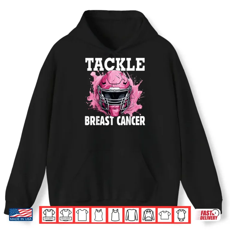 Hoodie Tackle Football Breast Cancer Awareness Pink Ribbon Shirt 1