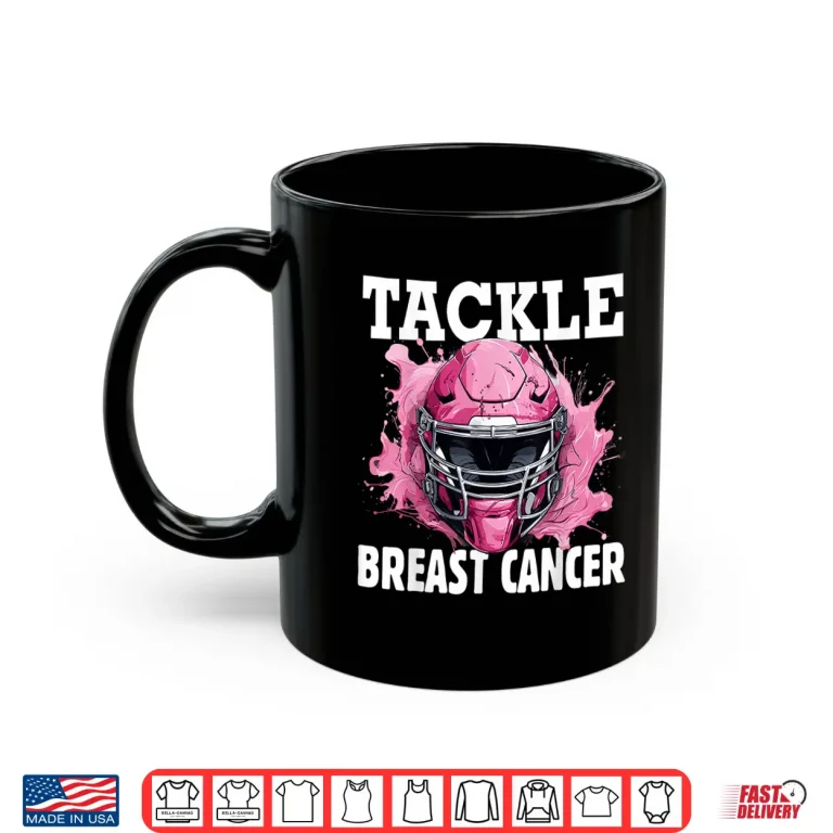 Mug Tackle Football Breast Cancer Awareness Pink Ribbon Shirt 1
