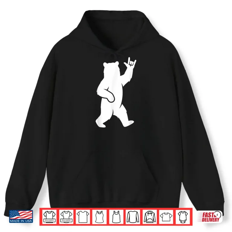 Hoodie Bear I Love You Hand Sign Language Cute Asl ValentineS Day Shirt