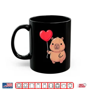 Mug Cute ValentineS Day Capybara Holding Heart Balloon Kawaii Shirt
