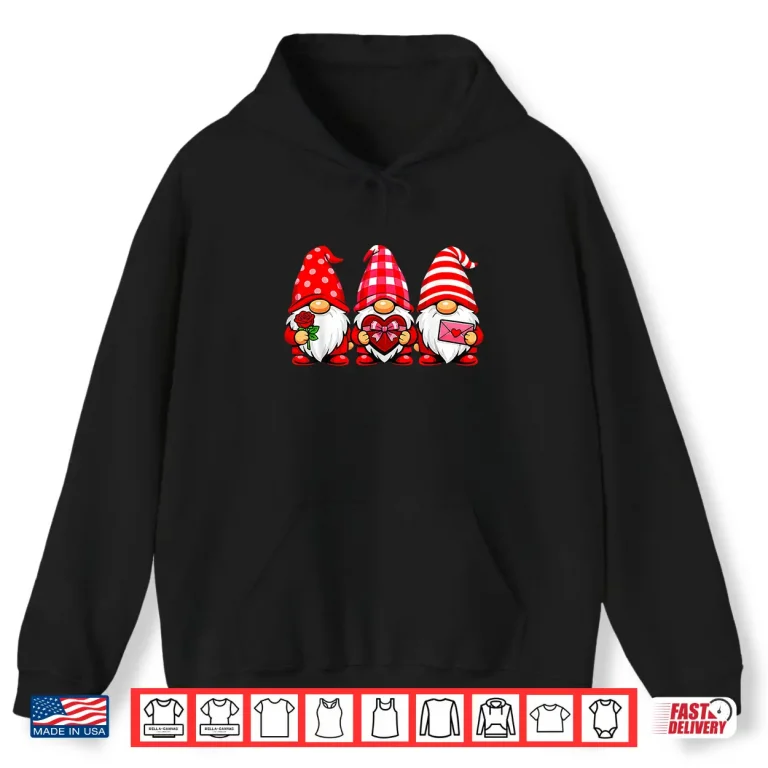 Hoodie Gnomes Love ValentineS Day Buffalo Leopard Heart Women Men Shirt