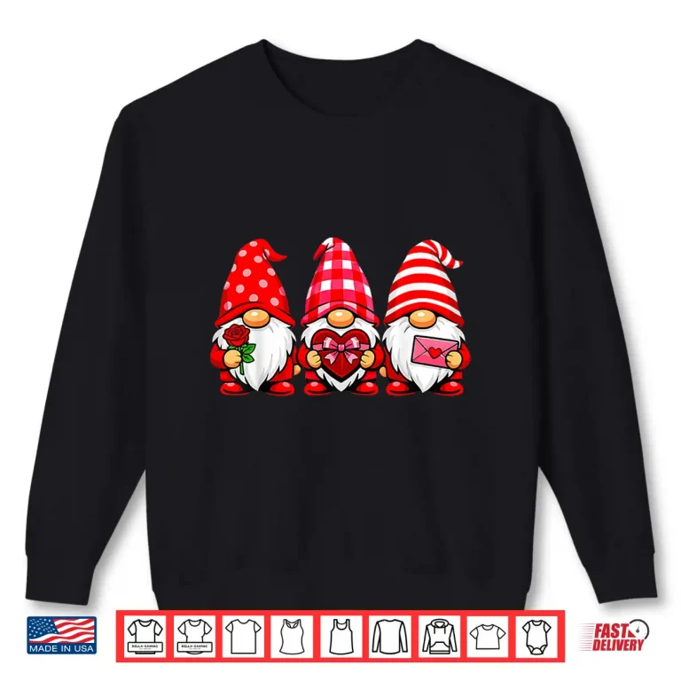 Sweatshirt Gnomes Love ValentineS Day Buffalo Leopard Heart Women Men Shirt