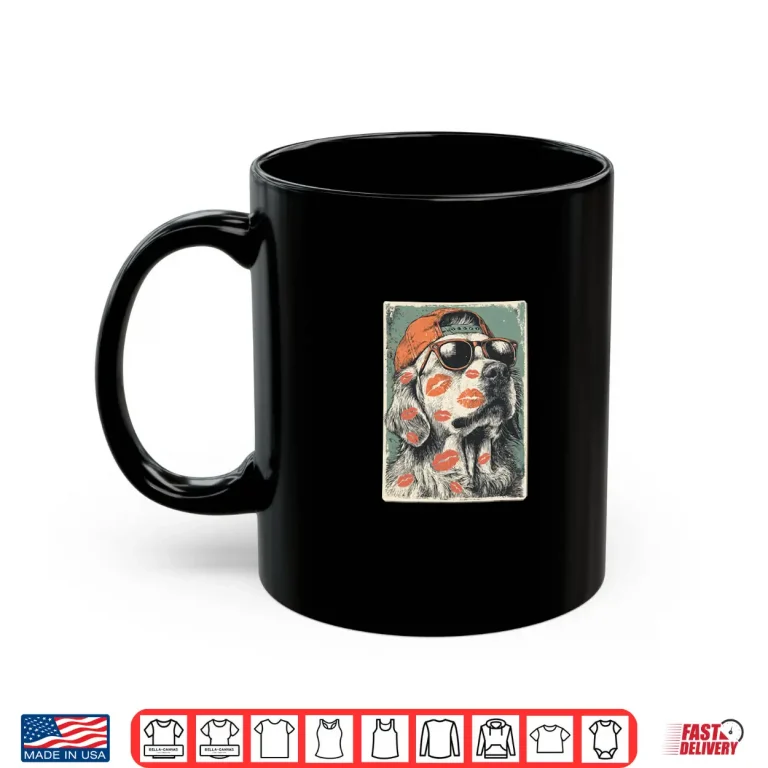 Mug Golden Retriever Dog With Sunglasses Kisses ValentineS Day Shirt