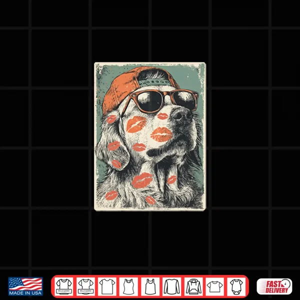 Golden Retriever Dog With Sunglasses Kisses Valentine'S Day Shirt 4 Design Golden Retriever Dog With Sunglasses Kisses ValentineS Day Shirt